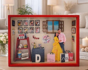 Personalized 3D miniature Frame, Shadow box Couple Gift | Frame for Wedding, Anniversary, Birthday, retirement unique personalized gift