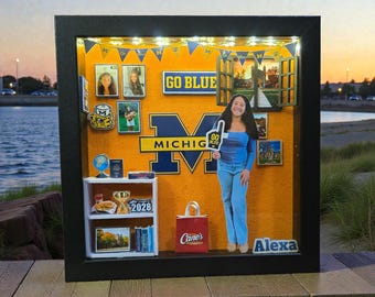 custom Graduation Shadow Box Personalized College Graduate Gift Graduation Doll Frame Class of 2025 Keepsake Grad Gifts for Him & Her