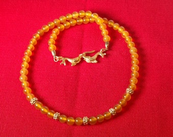 Antique style necklace with original yellow jade stones. Craftsmanship, 24k gold-plated inserts. Nickel free.