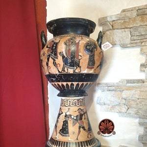 Dinos vase reproduction with black figures, made with the same techniques. Height 50cm image 1