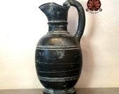 Reproduction Etruscan vase Oinochoe trilobed in Bucchero, height 23 cm