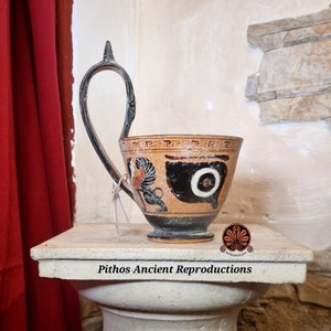 Reproduction of black-figure Kyathos vase. Total height 18 cm image 3