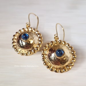 Antique style earrings, handcrafted with blue glass paste. Nickel free. image 2