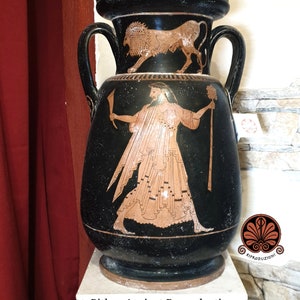 Attic red-figure Pelike vase reproduction. Height 40 cm made with the same ancient techniques. image 2