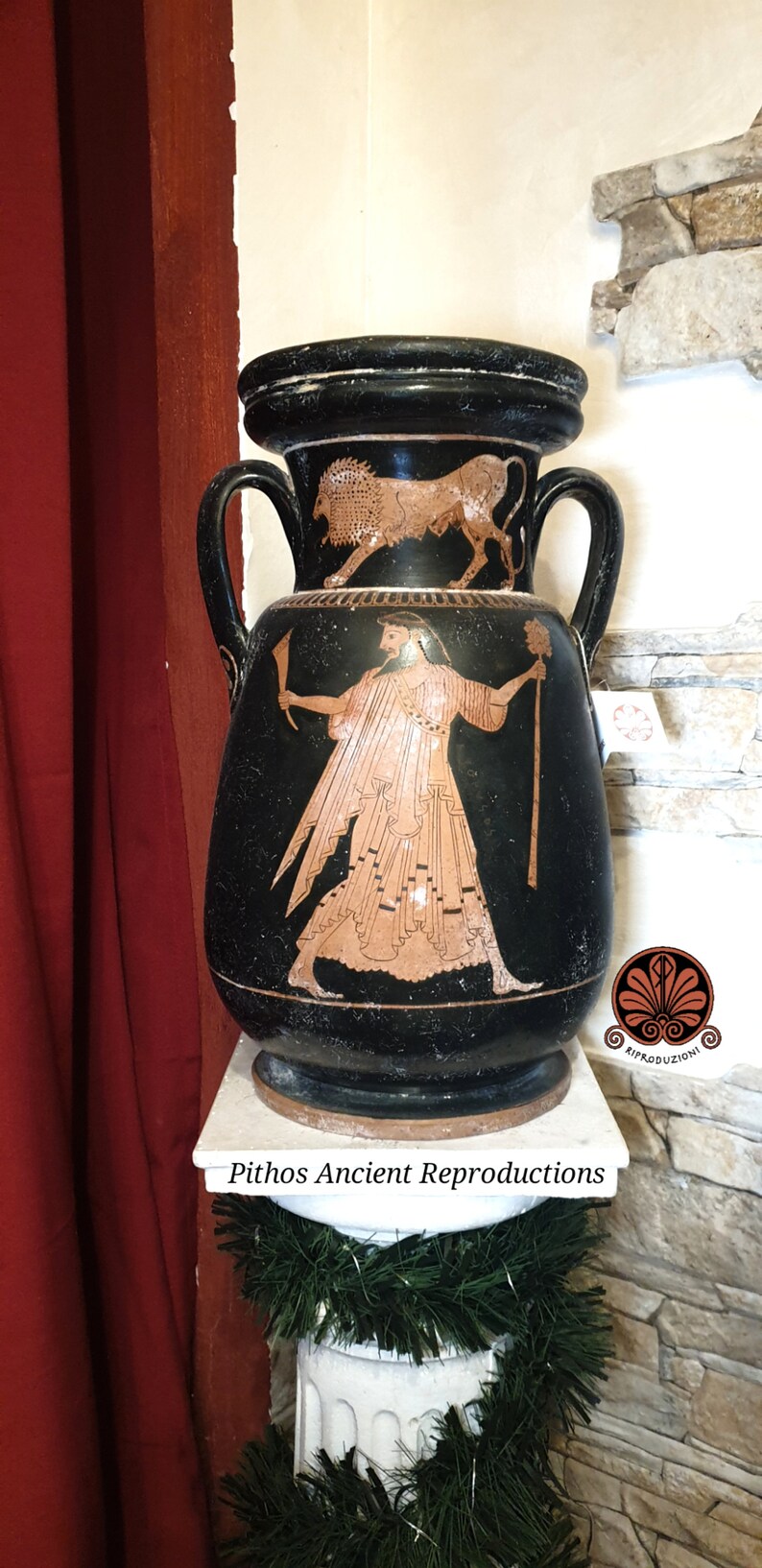 Attic red-figure Pelike vase reproduction. Height 40 cm made with the same ancient techniques. image 2