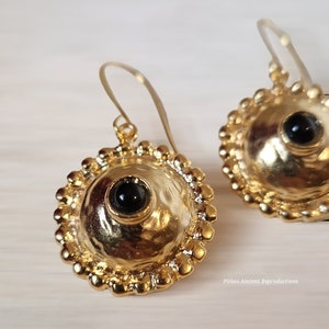 Antique style earrings, handcrafted with onyx stone. Nickel free. image 2
