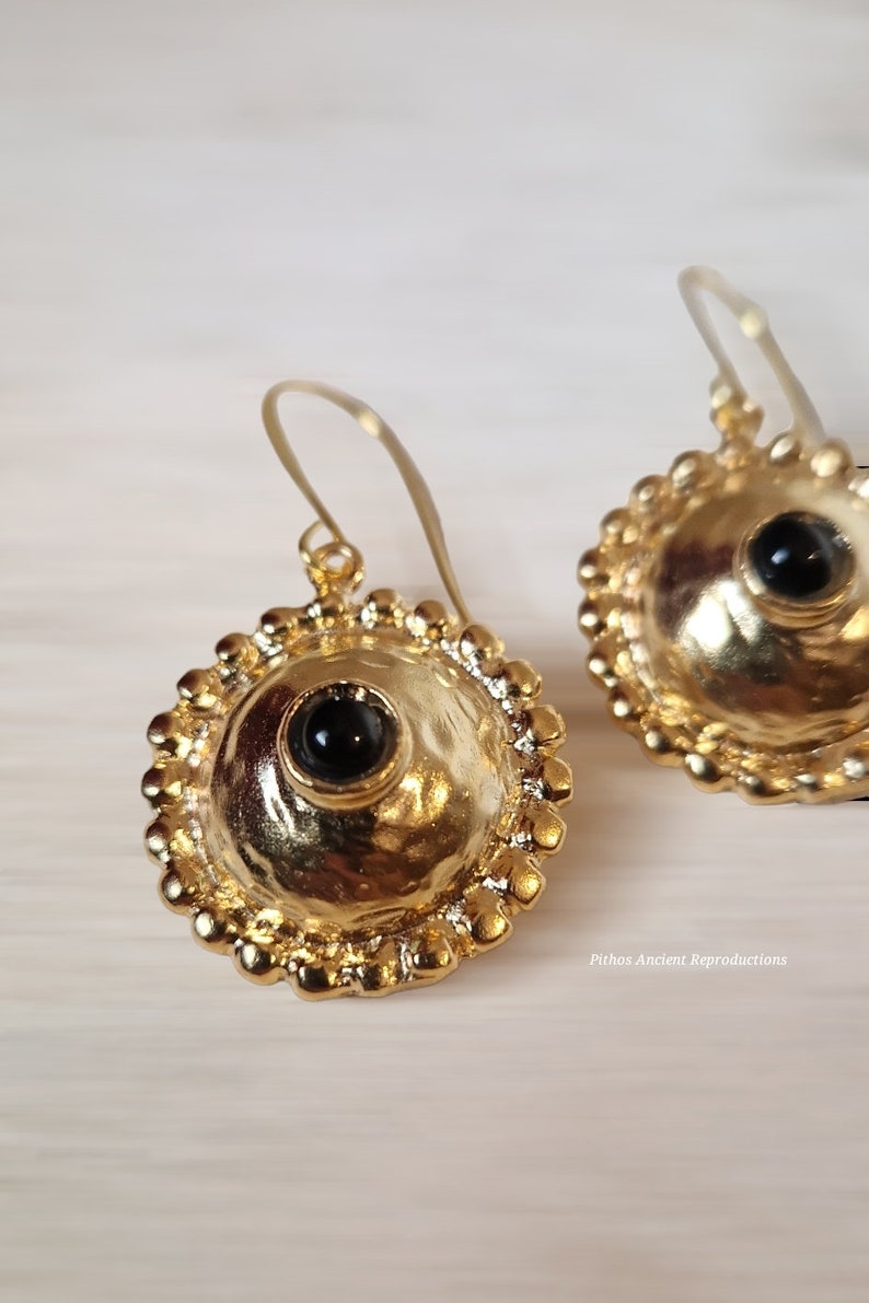 Antique style earrings, handcrafted with onyx stone. Nickel free. image 2