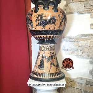 Dinos vase reproduction with black figures, made with the same techniques. Height 50cm image 4