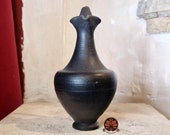 Riproduzione miniaturistica vaso Oinochoe in Bucchero Etrusco, altezza 15cm.