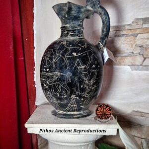 Reproduction of Etruscan Oinochoe vase in Bucchero on wheels, height 30 cm. image 2