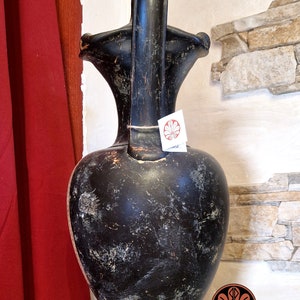 Oinochoe reproduction with black figures, made with the same ancient techniques. Height 55cm. image 3