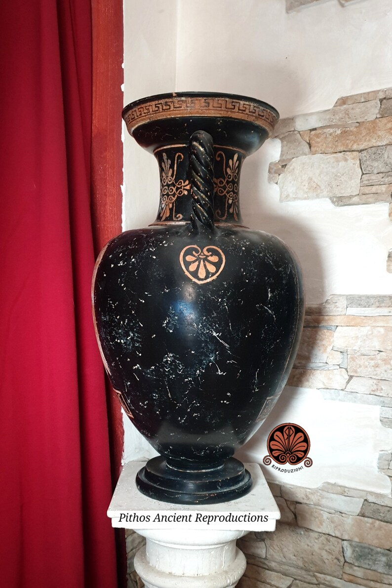 Attic amphora reproduction vase with red-figure twisted handles. Total height 51.5 cm. image 5