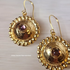 Antique style earrings, handcrafted with amethyst stone. Nickel free. image 2