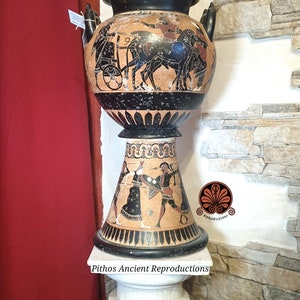 Dinos vase reproduction with black figures, made with the same techniques. Height 50cm image 3