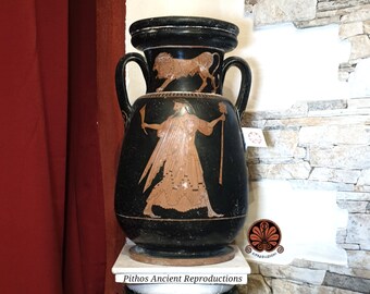 Attic red-figure Pelike vase reproduction. Height 40 cm made with the same ancient techniques.