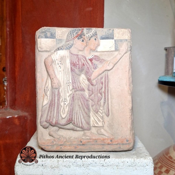 Reproduction of an Etruscan antefix in terracotta. Made using the same techniques used in ancient times.