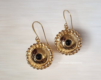 Antique style earrings, handcrafted with onyx stone. Nickel free.