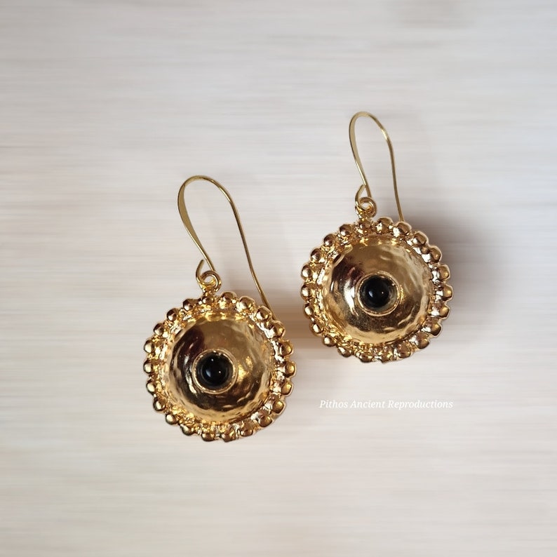 Antique style earrings, handcrafted with onyx stone. Nickel free. image 1
