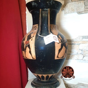 Attic black-figure amphora vase reproduction, made with the same ancient techniques. Height 45 cm. image 5