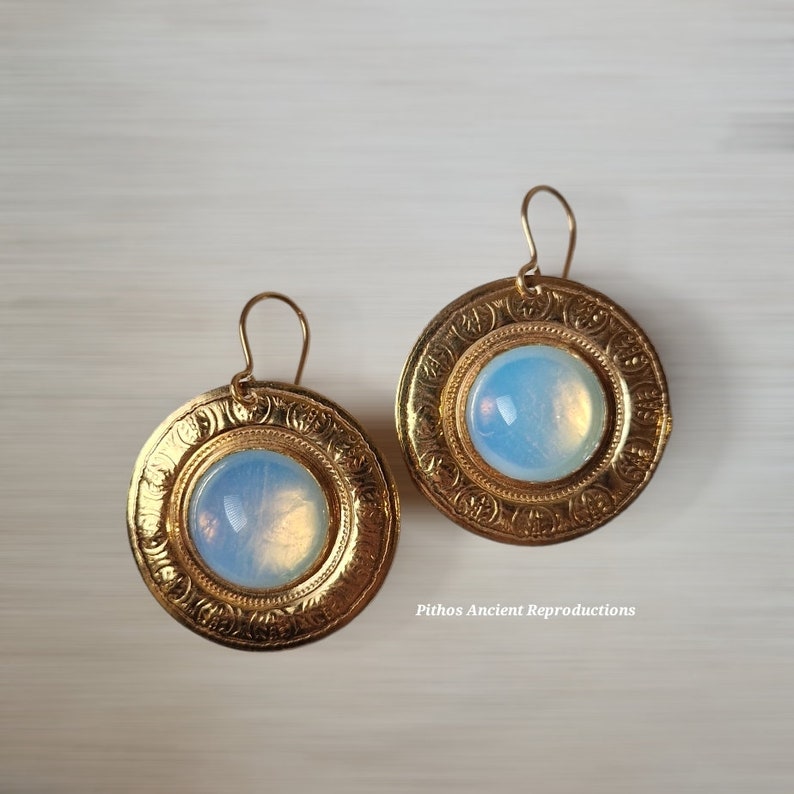 Antique style earrings with moonstone. Craftsmanship, Nickel free. image 1