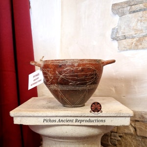 Reproduction of Villanovan Skyphos vase in impasto. image 4