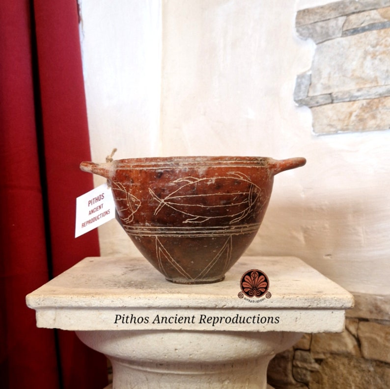 Reproduction of Villanovan Skyphos vase in impasto. image 4