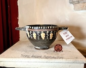 Riproduzione ceramica Gnathia, vaso Alabastron a vernice nera. Altezza 7,5cm.