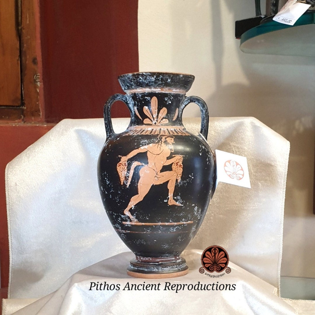 Reproduction Attic Amphora With Red Figures. Made With Ancient Etsy