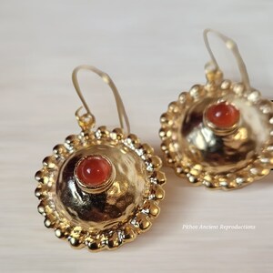 Antique style earrings, handcrafted with carnelian stone. Nickel free. image 2