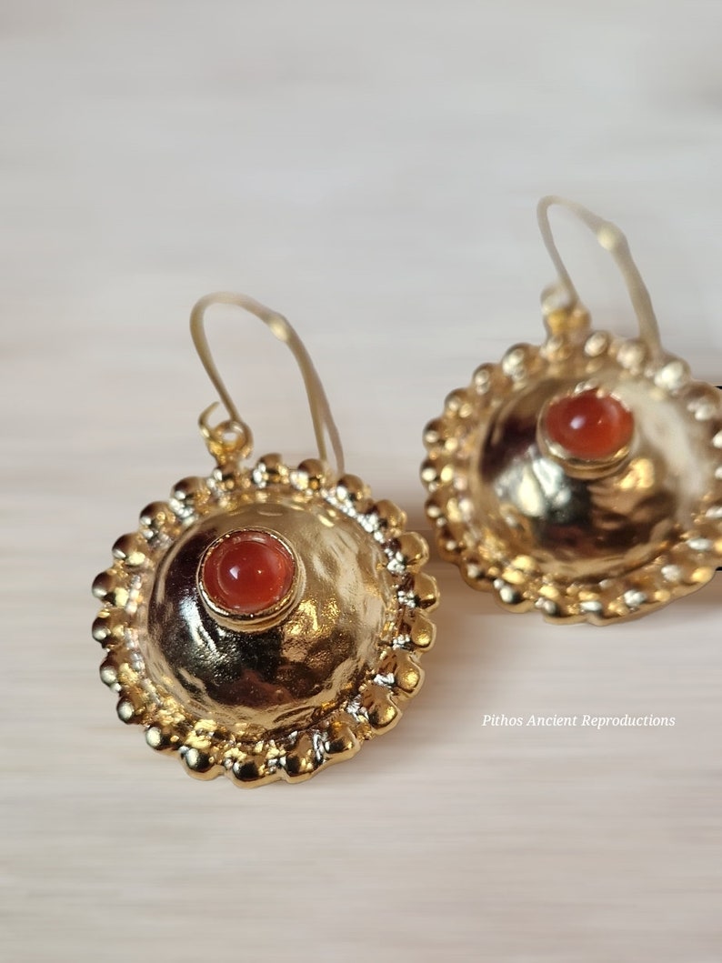 Antique style earrings, handcrafted with carnelian stone. Nickel free. image 2