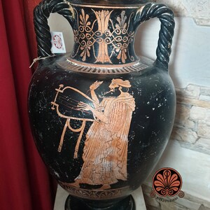 Attic amphora reproduction vase with red-figure twisted handles. Total height 51.5 cm. image 6