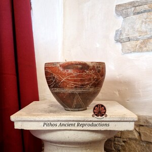 Reproduction of Villanovan Skyphos vase in impasto. image 5