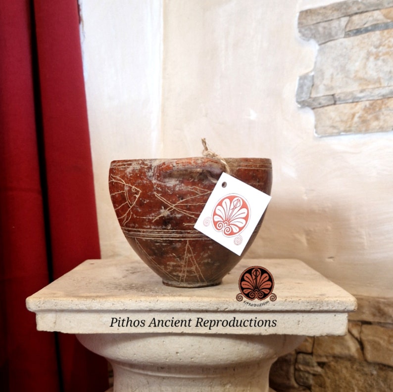 Reproduction of Villanovan Skyphos vase in impasto. image 3