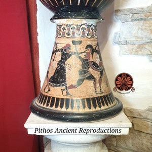 Dinos vase reproduction with black figures, made with the same techniques. Height 50cm image 6