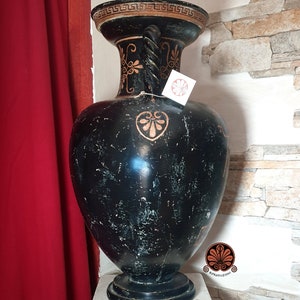 Attic amphora reproduction vase with red-figure twisted handles. Total height 51.5 cm. image 2