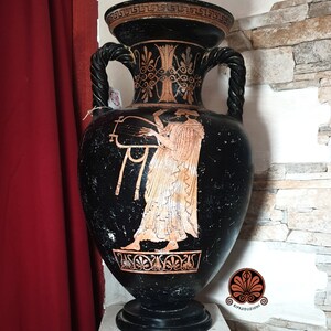 Attic amphora reproduction vase with red-figure twisted handles. Total height 51.5 cm. image 3