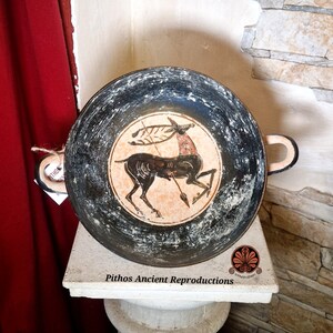 Reproduction of black-figure Kylix vase. Diameter 22 cm. image 1