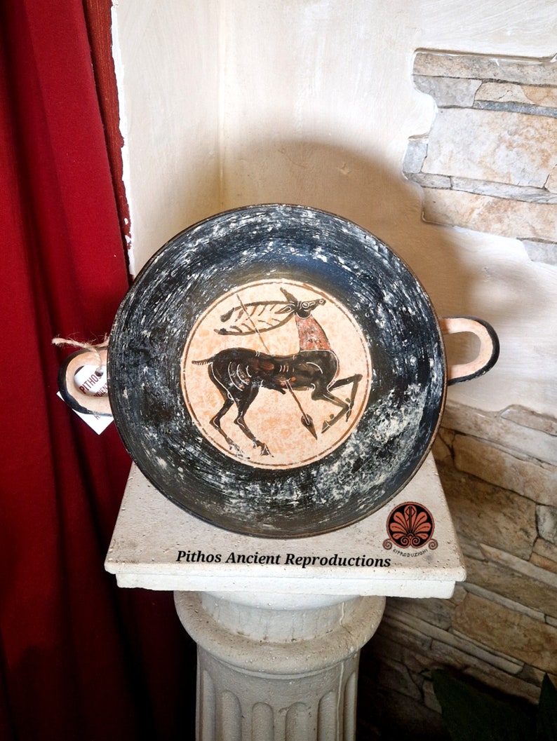 Reproduction of black-figure Kylix vase. Diameter 22 cm. image 1