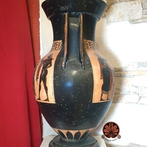 Attic black-figure amphora vase reproduction, made with the same ancient techniques. Height 45 cm. image 2