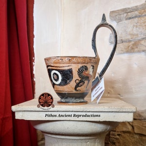 Reproduction of black-figure Kyathos vase. Total height 18 cm image 2