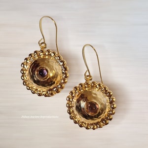 Antique style earrings, handcrafted with amethyst stone. Nickel free. image 1