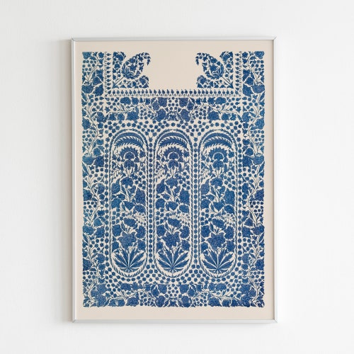 Navy Blue Wall Art Boho Wall Art Ethnic Pattern Print Etsy