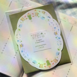 Cartes de correspondance festonnées Desserts de l'heure du thé avec enveloppes vertes