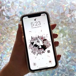 Emi the Cat Sleeping on Chrysanthemums  Wallpaper for phones (DIGITAL DOWNLOAD)