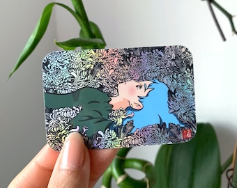 Chrysanthemum girl holographic sticker