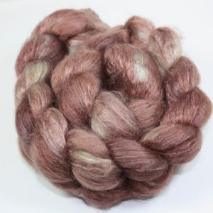 Baby camel and silk fiber for spinning, a handpainted roving for spinning