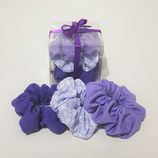Scrunchies 1 Pack // Scrunchies 3 Pack // Handmade Purple Lilac Scrunchie Gift