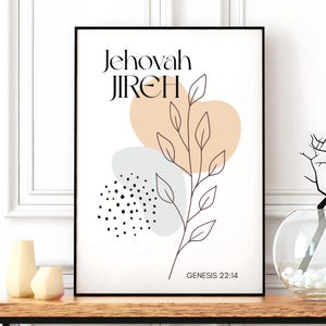 Boho christian wall art Hebrew wall art Faith home decor Jehovah Jireh printable religious digital modern wallart prints instant download