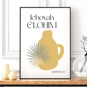 Hebrew wall art Names of God christian wall art neutral Boho home decor Faith home decor Jehovah Elohim aesthetic modern bible wall prints