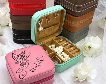 Personalized Travel Jewelry Box Butterfly Design